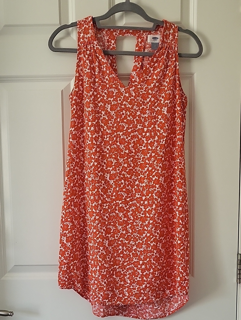 Old Navy Orange & White Floral Sleeveless Mini Dress Women’s Small - Picture 1 of 7